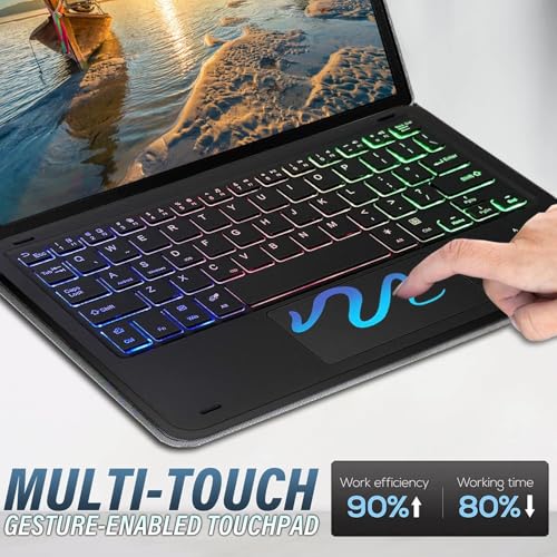 RTSY Keyboard Case for Lenovo Tab P11 2nd Gen (11.5 Inch) 2022 Released (TB350FU/ TB350XU) with 7 Color Backlit & Trackpad, Slim Smart Cover with Magnetically Detachable Wireless Bluetooth Keyboard - Image 3