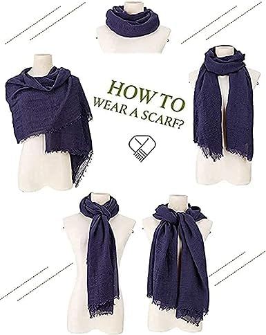 ICW Women's UV Protection Premium Light Weight Wrinkle Ironless Crinkle Cotton Hemp Summer Scarf Stoles Shawl head scarves for girls (colour 1) - Image 3