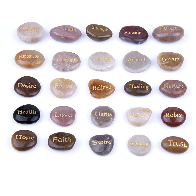 TGS Gems Engraved Inspirational Stones (25 Different Words) - Image 1