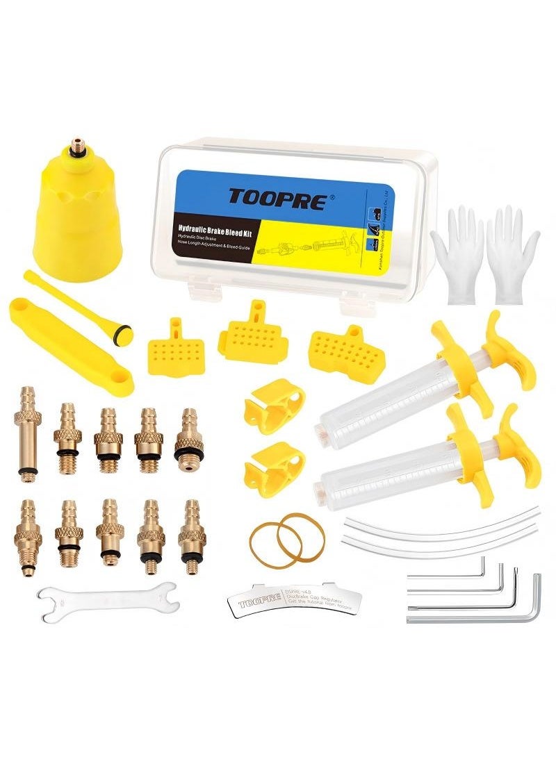 TOOPRE brake bleed kit for Shimano, SRAM, MAGURA, Tektro, and L-TWOO hydraulic disc brakes, ideal for maintaining and bleeding bicycle brakes. - Image 1