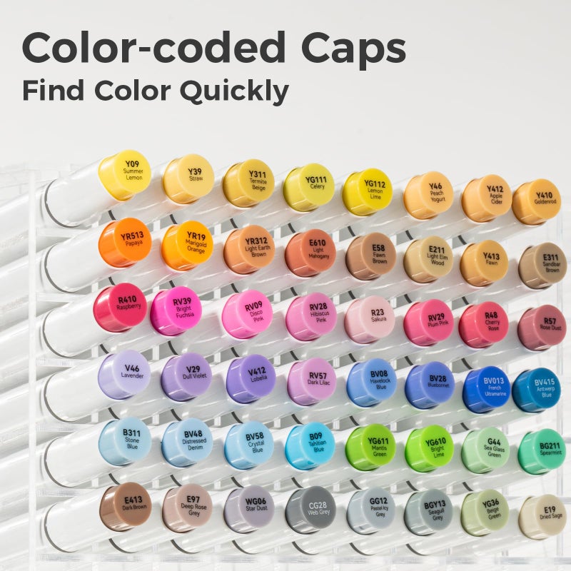 Ohuhu Alcohol Brush Markers 48 Mid-tone Colors- Double Tipped Alcohol Based Art Marker Set for Artists Adults Coloring Sketch Illustration- Brush & Fine Dual Tips- Honolulu B- Refillable - Image 4