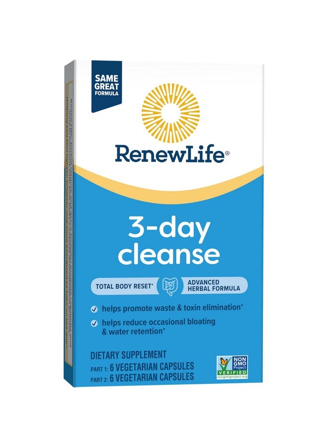 Renew Life تجديد الحياة 3 أيام تنظيف إعادة ضبط الجسم الكلي 2 جزء من كبسولات تنظيف السموم، صحة الجهاز الهضمي والانتظام، مزيج عشبي مع المغنيسيوم والتوت البري، خالي من الصويا ومنتجات الألبان والجلوتين 12 عد - Image 4