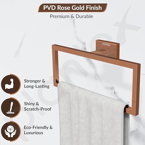 Plantex 304 Grade Stainless Steel Compact Napkin Hanger/Holder for Wash Basin Hand Towel Holder for Bathroom Accessroies - Benz (Rose Gold) - Image 3