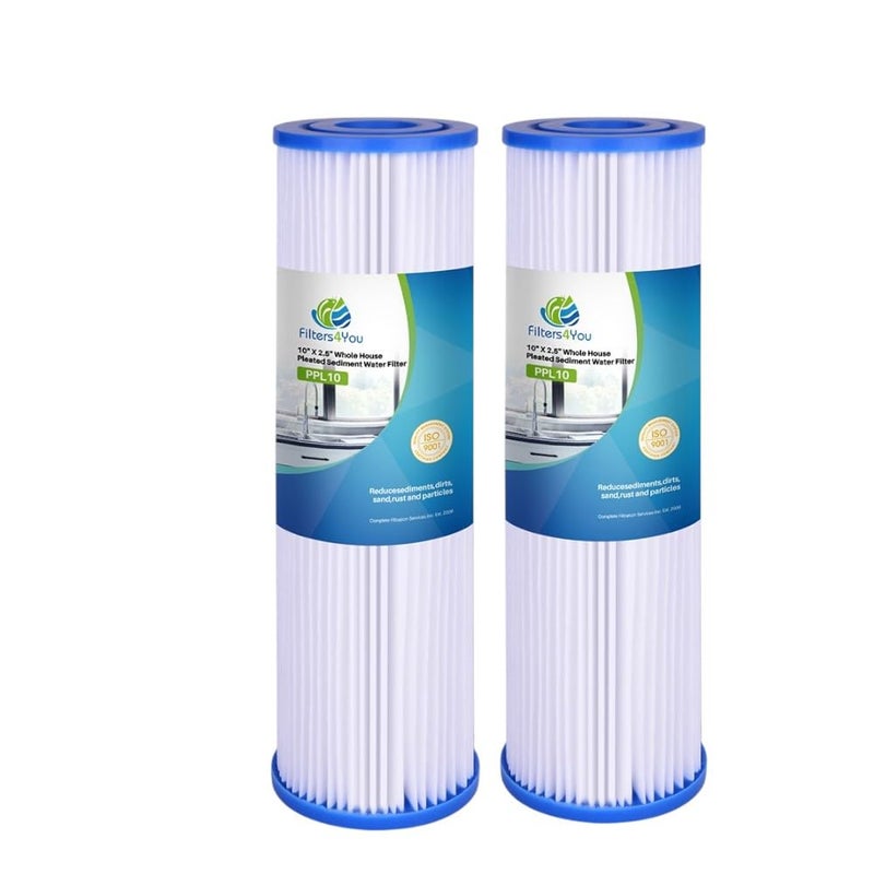 CFS  2 Pack Pleated Water Filter Cartridges Compatible with 035 Submicron PostFilter for Whole House Water Filter System Models  Removes Bad Taste  Replacement Filter Cartridge  035 Micron