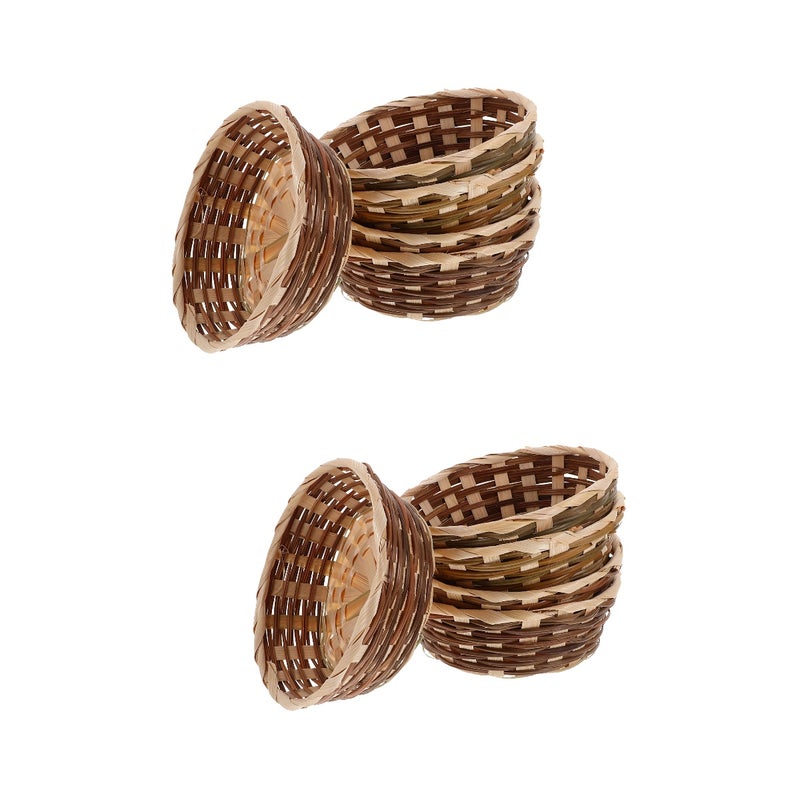 10 Pcs Hand Woven Fruit Basket Household Hand Woven Fruit Bread Serving Basket - Image 1