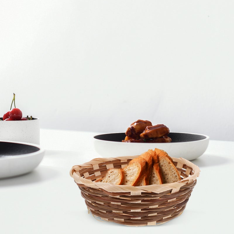 10 Pcs Hand Woven Fruit Basket Household Hand Woven Fruit Bread Serving Basket - Image 3