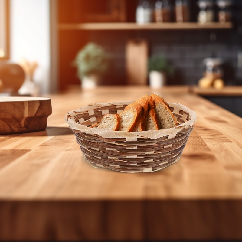 10 Pcs Hand Woven Fruit Basket Household Hand Woven Fruit Bread Serving Basket - Image 5