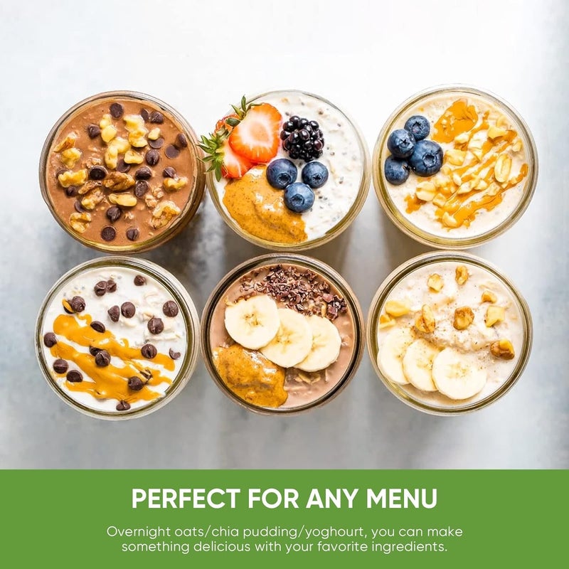 KHOLAD Overnight Oats Containers with Lids and SpoonMason Jars350ml Glass Oatmeal Container to Go for Chia Pudding Yogurt Salad Cereal Meal Prep Jars Pack of 2 Multicolor - Image 5