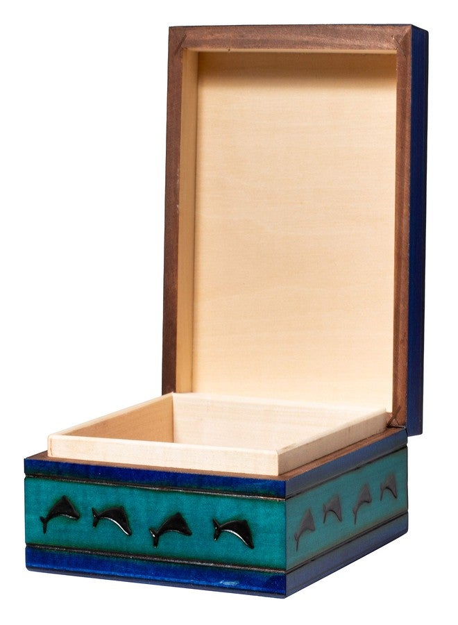 Artisan Owl Polish Handmade Joyful Dolphins 6" Wooden Box with Vivid Colors - Image 3
