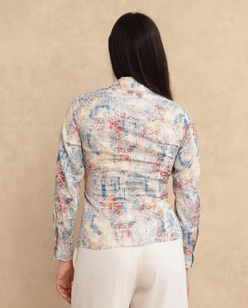 Rareism Women's Printed Gathered Top