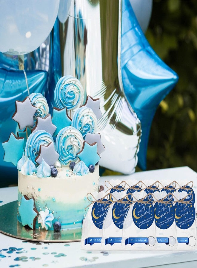 Ecation 50 Set over the Moon Baby Shower Favors for Guests 50 Baby Shower Keychain Bottle Openers 50 Moon Star Thank Tags 50 Organza Bags with Twine Baby Shower Souvenir for Gender Reveal Party Gift - Image 5