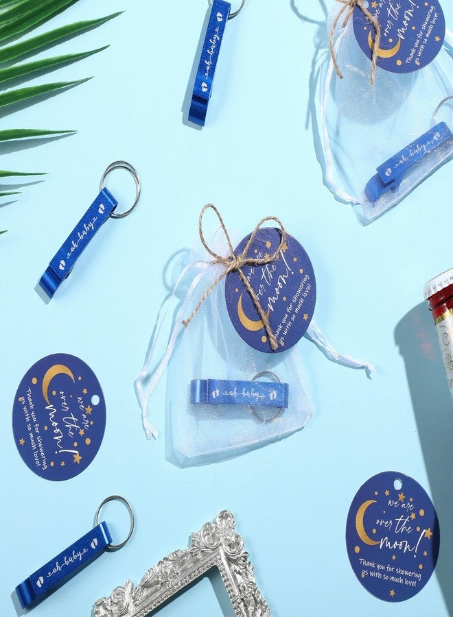 Ecation 50 Set over the Moon Baby Shower Favors for Guests 50 Baby Shower Keychain Bottle Openers 50 Moon Star Thank Tags 50 Organza Bags with Twine Baby Shower Souvenir for Gender Reveal Party Gift - Image 4