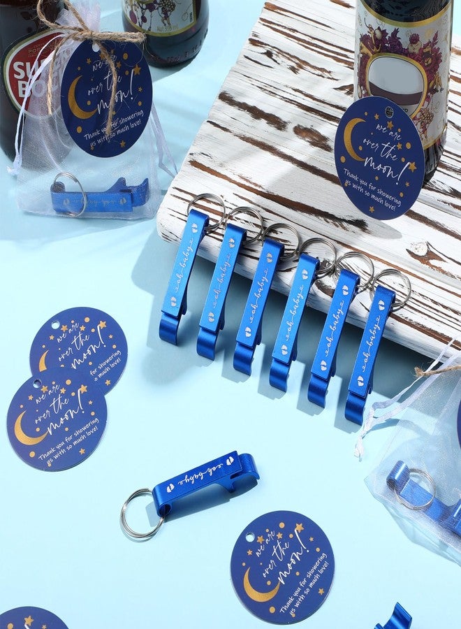 Ecation 50 Set over the Moon Baby Shower Favors for Guests 50 Baby Shower Keychain Bottle Openers 50 Moon Star Thank Tags 50 Organza Bags with Twine Baby Shower Souvenir for Gender Reveal Party Gift - Image 3