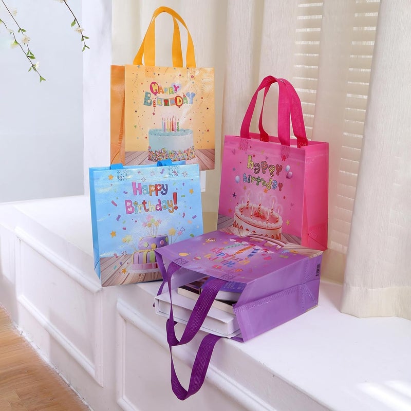 BeFunky 12pcs Birthday Gift Bags,Birthday Bags with Handles, Birthday Treat Bags, Multifunctional Non-Woven Birthday Bags for Gifts Wrapping, Birthday Party Supplies - Image 3