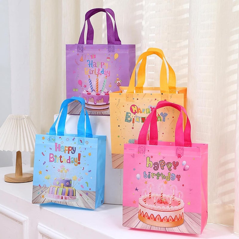 BeFunky 12pcs Birthday Gift Bags,Birthday Bags with Handles, Birthday Treat Bags, Multifunctional Non-Woven Birthday Bags for Gifts Wrapping, Birthday Party Supplies - Image 2