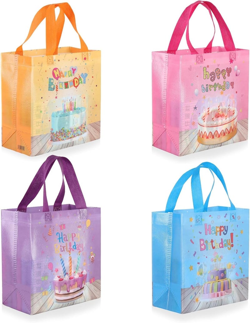 BeFunky 12pcs Birthday Gift Bags,Birthday Bags with Handles, Birthday Treat Bags, Multifunctional Non-Woven Birthday Bags for Gifts Wrapping, Birthday Party Supplies - Image 1