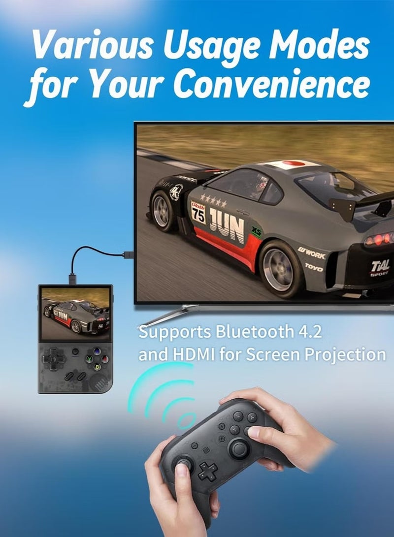 ANBERNIC  RG35XX Plus Linux Handheld Game Console, 3.5'' IPS Screen, Pre-Loaded 5527 Games, 3300mAh Battery, Supports 5G WiFi Bluetooth HDMI and TV Output (64GB, Transparent Black) - Image 3