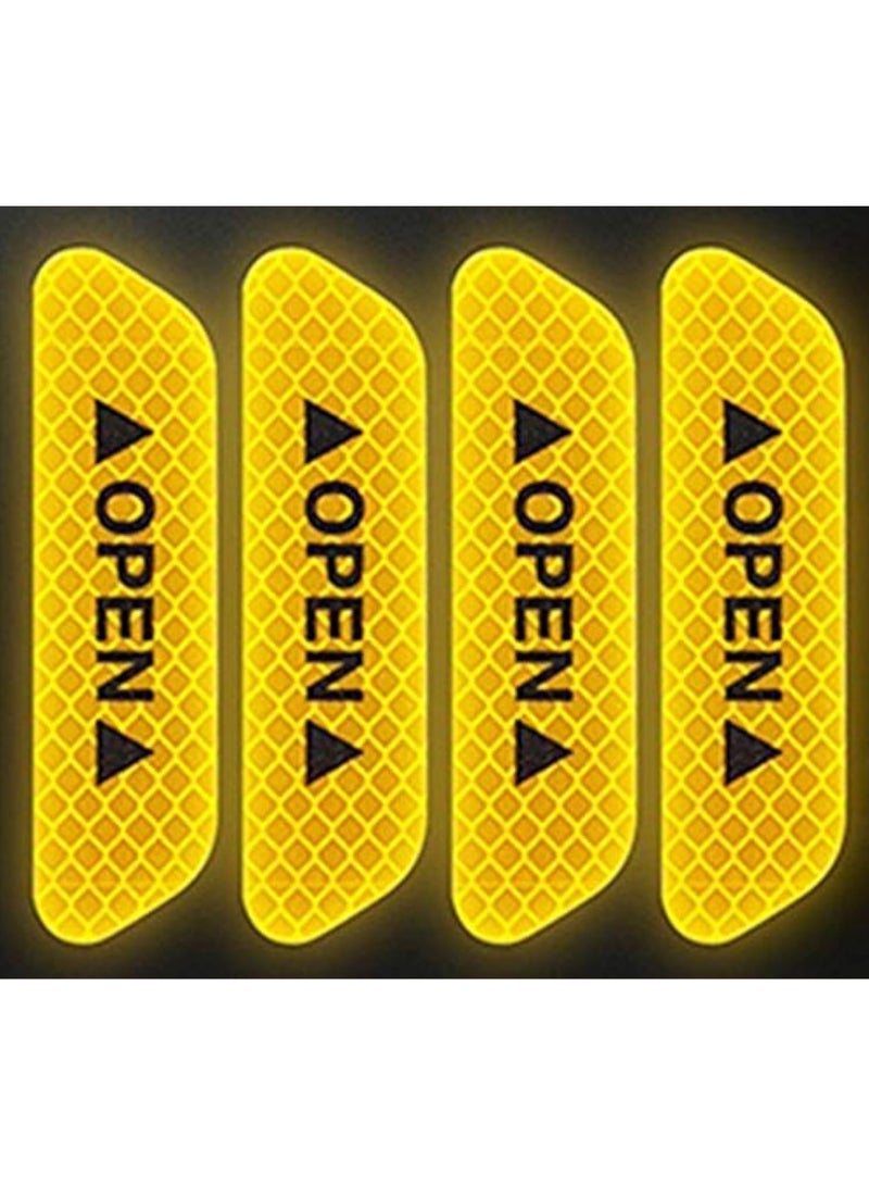SOLDOUT Reflective Car Door Open Warning, Collision Warning Decals Sticker (Yellow, Pack of 4) - Image 1