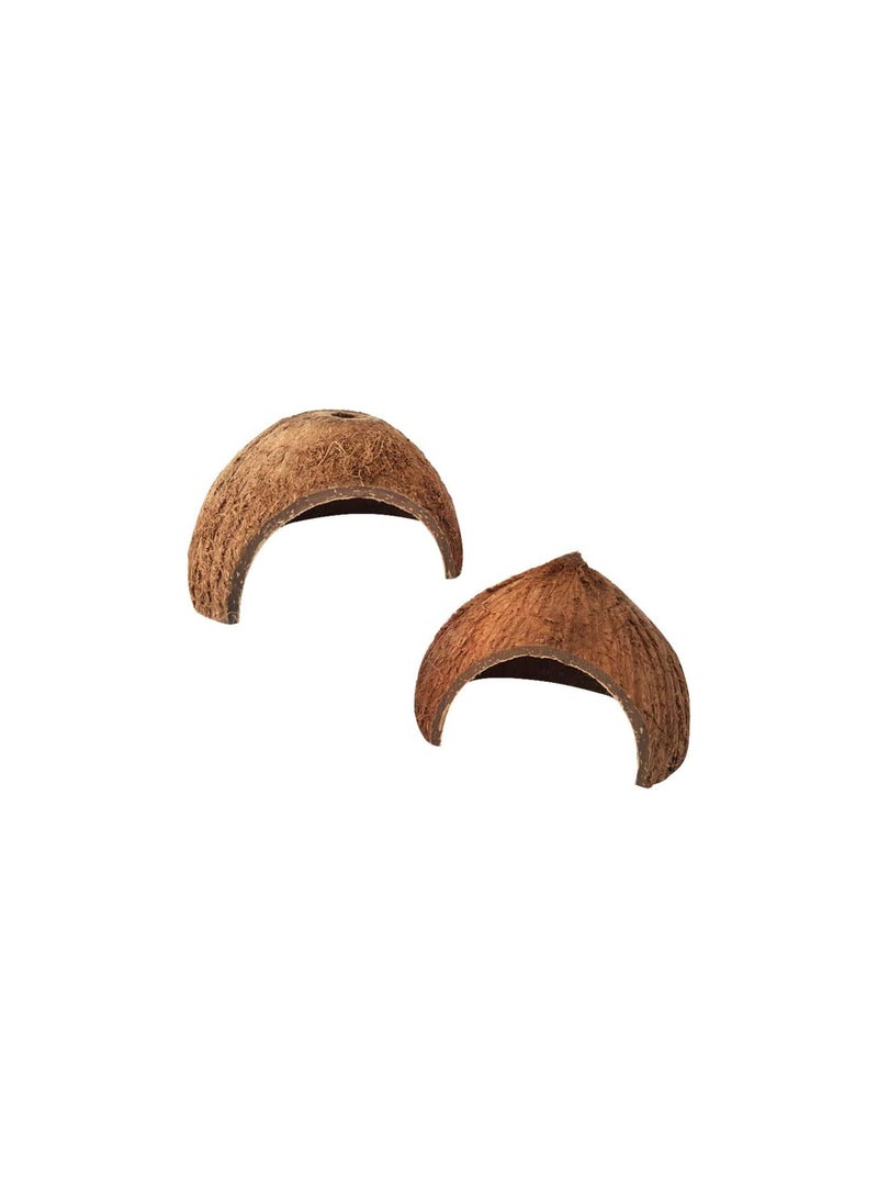 GGOOT Reptile Cave - 2pcs Coconut Shells Shelter Durable Lizard Tortoise Scorpion Small Animal Cage House Hide Habitat Cave Hut - Image 1