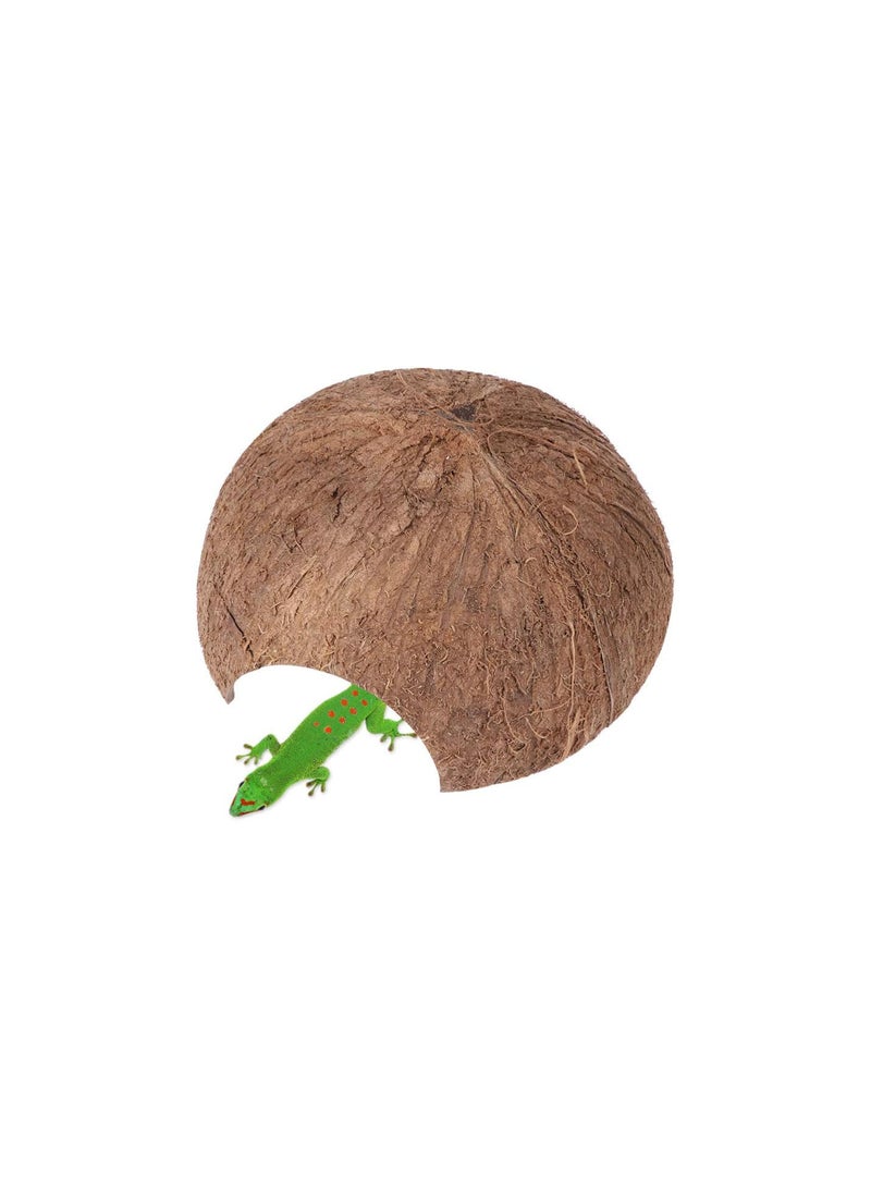 GGOOT Reptile Cave - 2pcs Coconut Shells Shelter Durable Lizard Tortoise Scorpion Small Animal Cage House Hide Habitat Cave Hut - Image 3