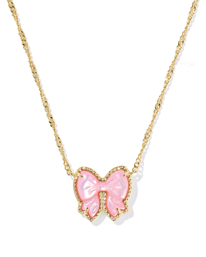 Kendra Scott Haley Bow Short Pendant Necklace, 14K Gold-Plated Brass, Fashion Jewelry for Women, Blush Ivory Mother Of Pearl - Image 1