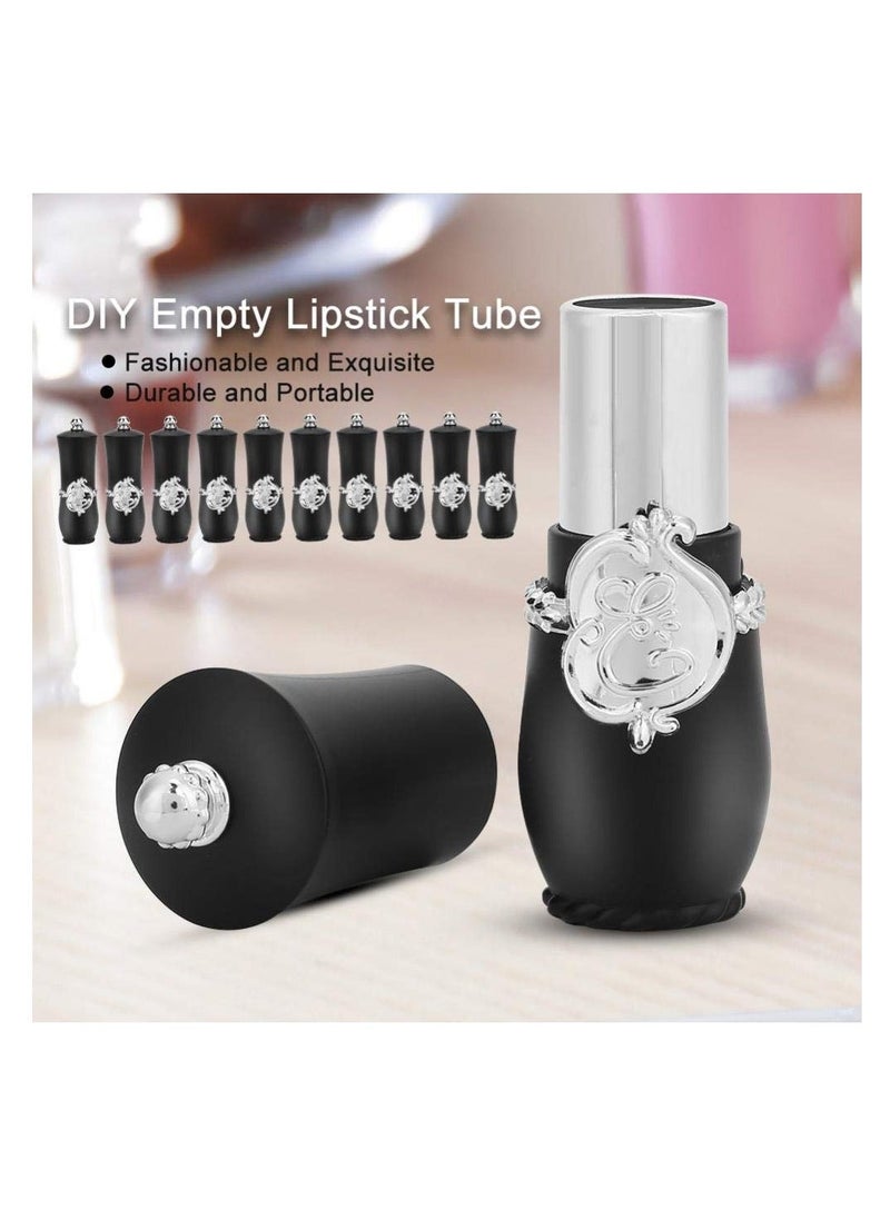 SYOSI - Empty Lipstick Tube, 10 Pcs Royal Style DIY Lipstick Empty Container Self-made Lipstick Mold Lip Balm Tubes (Black) - Image 1