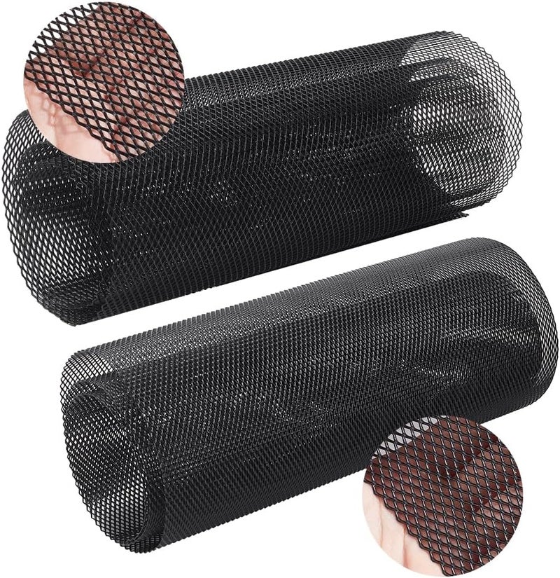 NBEADS 2 Pcs Car Grill Mesh, 1.09 Yardsx12.99 Inch Automotive Grille Insert Bumper Universal Aluminium Alloy Car Racing Grill Net with Rhombus Pattern for Car Bumper Body Kit, Black - Image 1