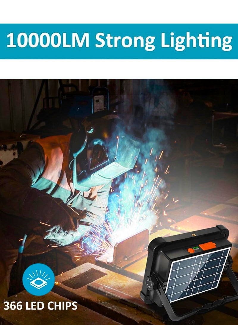 Work Light Rechargeable 100W, Portable LED Work Solar Light 12000mAh 10000 LM with Stepless Brightness Job Site Battery Rechargeable LED Floorlight for Emergency Worklight for Power Cut - Image 2