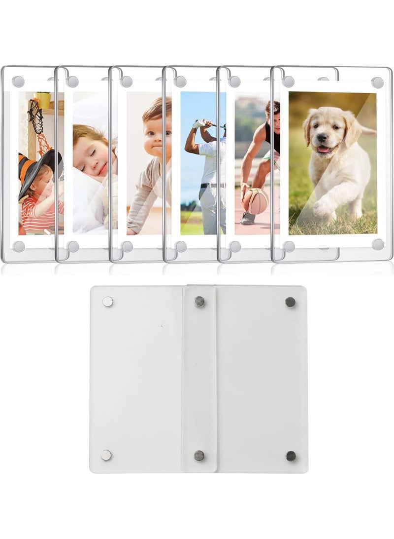 Relex Magnetic Fridge Frame, 6 Pcs Magnetic Acrylic Picture Frame, Clear Frameless Display Frame for Cards Memos Refrigerator and Office Cabinet Locker (6 * 9 cm) - Image 1
