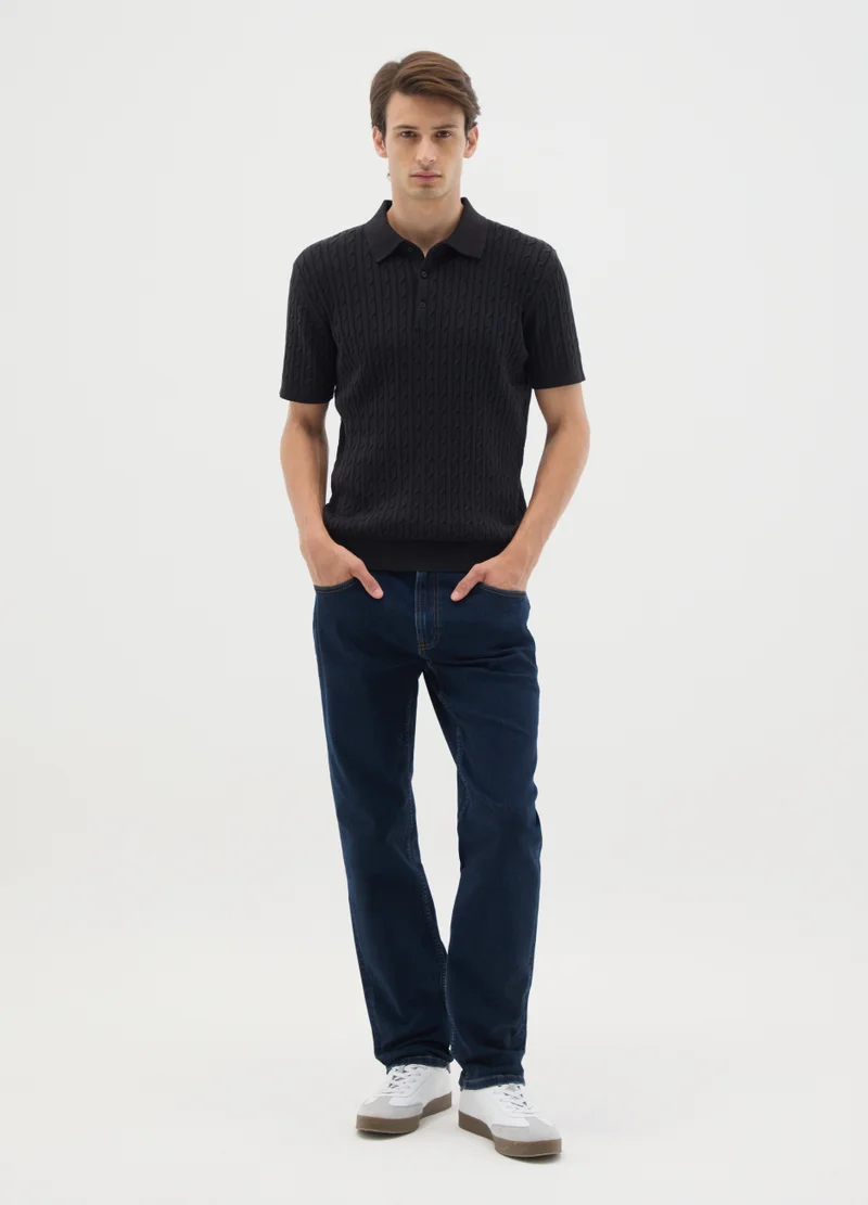 Ovs BLACK PURE COTTON POLO REGULAR FIT