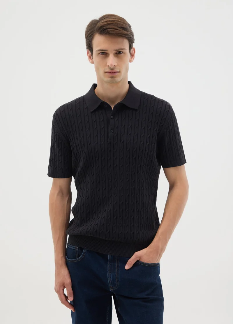 Ovs BLACK PURE COTTON POLO REGULAR FIT