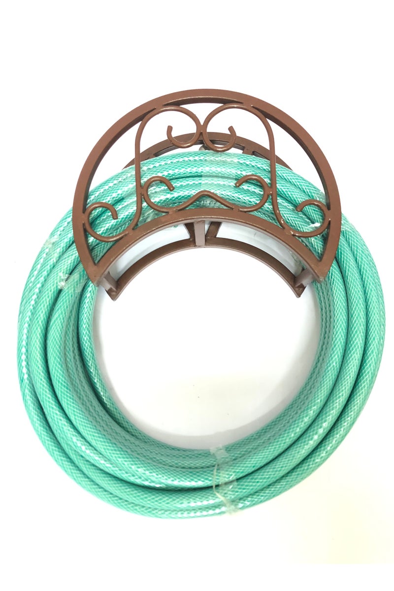 RENOVO 3/4-inch 25-meter Garden Hose with a Solid Metal Wall-Mounted Holder Brown / Green - Image 1