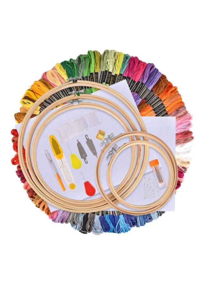 NIBEMINENT 100-Colours Thread Hoops DIY Sewing Kit Red/Green/Yellow - Image 1