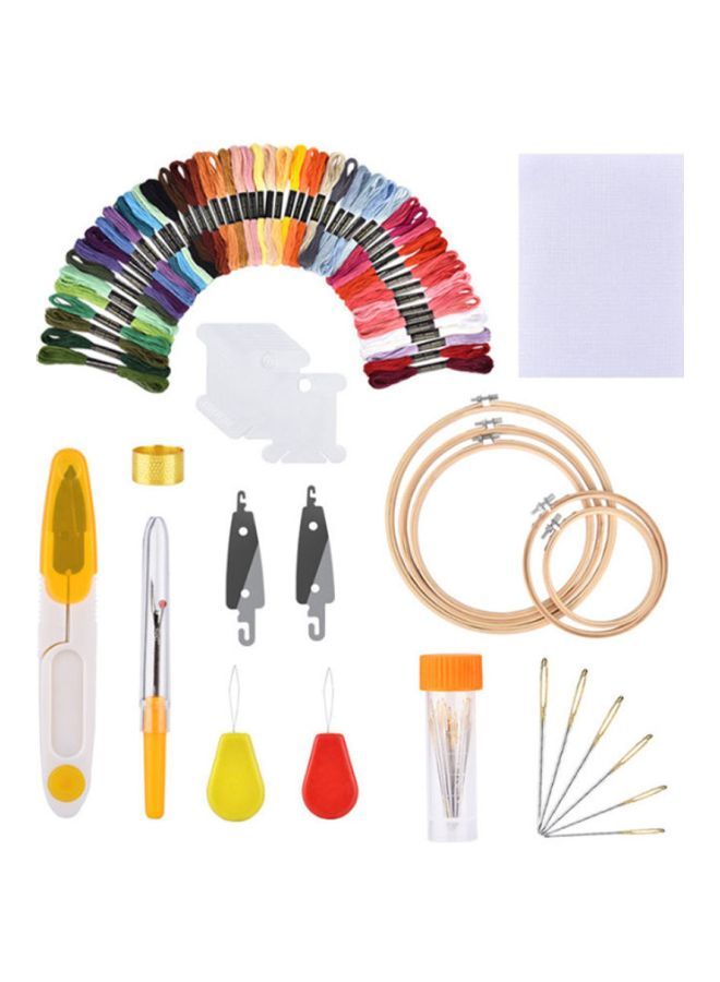 NIBEMINENT 100-Colours Thread Hoops DIY Sewing Kit Red/Green/Yellow - Image 2