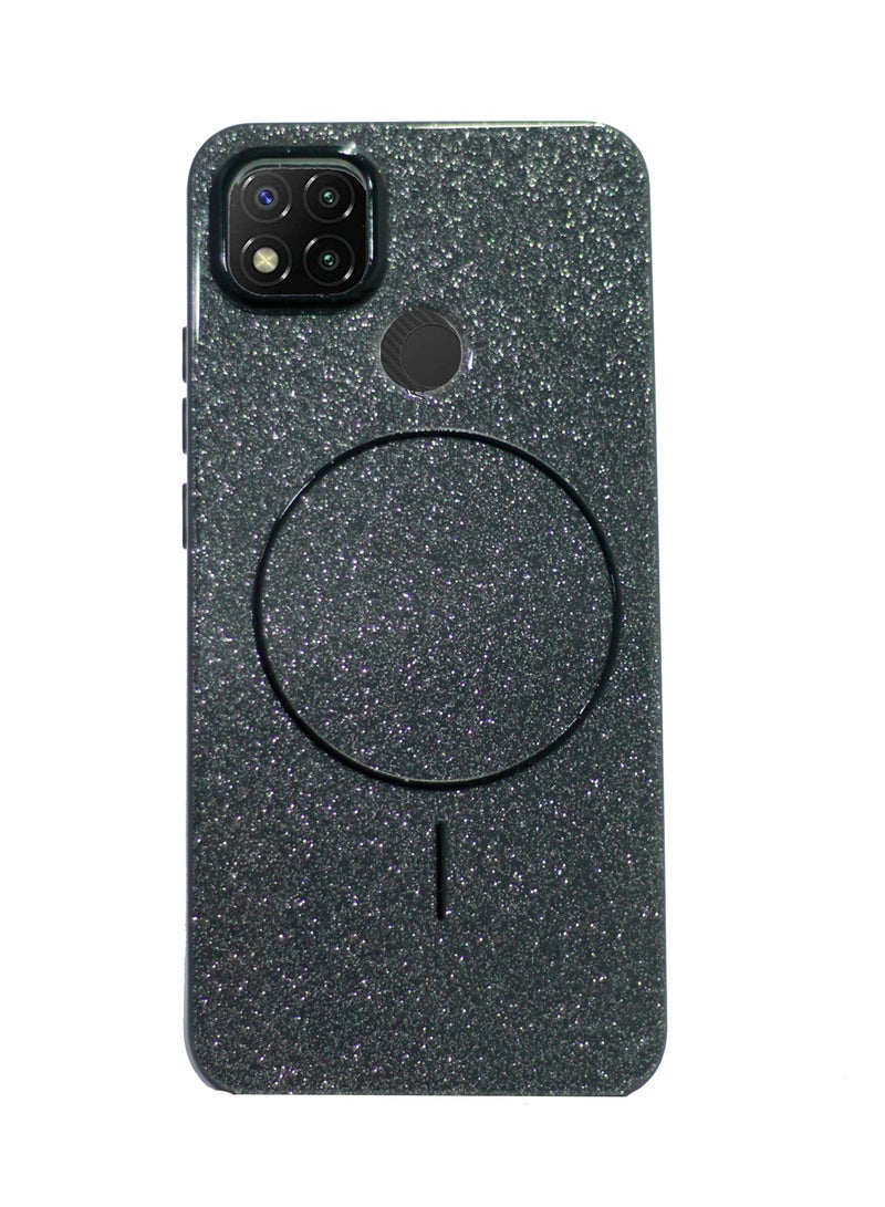 متوافق مع جراب ظهر Redmi 9C الخلفي الكريستالي البسيط اللامع متوافق مع Magsafe For - (أسود)