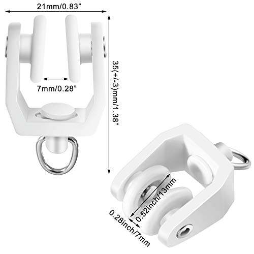 Jetec جيتيك 100 قطعة من بكرات ستارة السقف، خطافات مرنة وقابلة للانحناء، مشابك بلاستيكية بيضاء بقطر 11 مم، انزلاقات قضبان الستائر مع خطافات للحمام والنوافذ (بيضاء) - Image 3