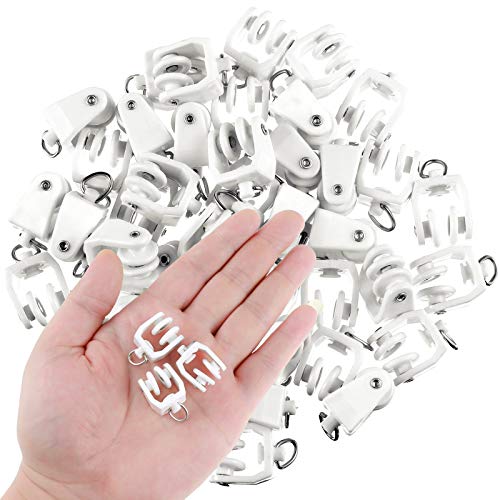 Jetec جيتيك 100 قطعة من بكرات ستارة السقف، خطافات مرنة وقابلة للانحناء، مشابك بلاستيكية بيضاء بقطر 11 مم، انزلاقات قضبان الستائر مع خطافات للحمام والنوافذ (بيضاء) - Image 5