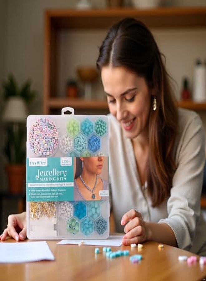 itsy-bitsy Itsy Bitsy My Beads Studio Jewellery Making Kit Aqua Foam Assorted Craft Beads Organised Box DIY Bracelet Set, Jewellery Making kit DIY Beads Craft Set - Image 3