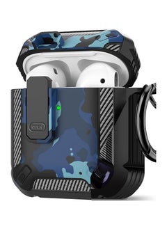 Generic Elmo3ezz Compatible for AirPods Case Cover, Airpods 1/2 Protective Case with Lock Gen 1/2 Military Hard Shell Rugged Shockproof with Apple Airpods 2nd Airpods 1st Generation,(Blue Camo )  - Image 1