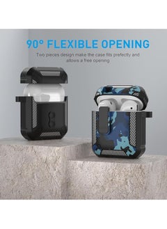 Generic Elmo3ezz Compatible for AirPods Case Cover, Airpods 1/2 Protective Case with Lock Gen 1/2 Military Hard Shell Rugged Shockproof with Apple Airpods 2nd Airpods 1st Generation,(Blue Camo )  - Image 3