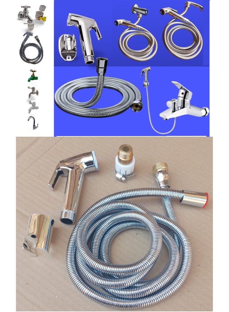 A portable bidet for home, camping, and travel, consisting of a 2-meter hose, a brass adapter, and a rubber adapter for obtaining water from multiple sources. - Image 3