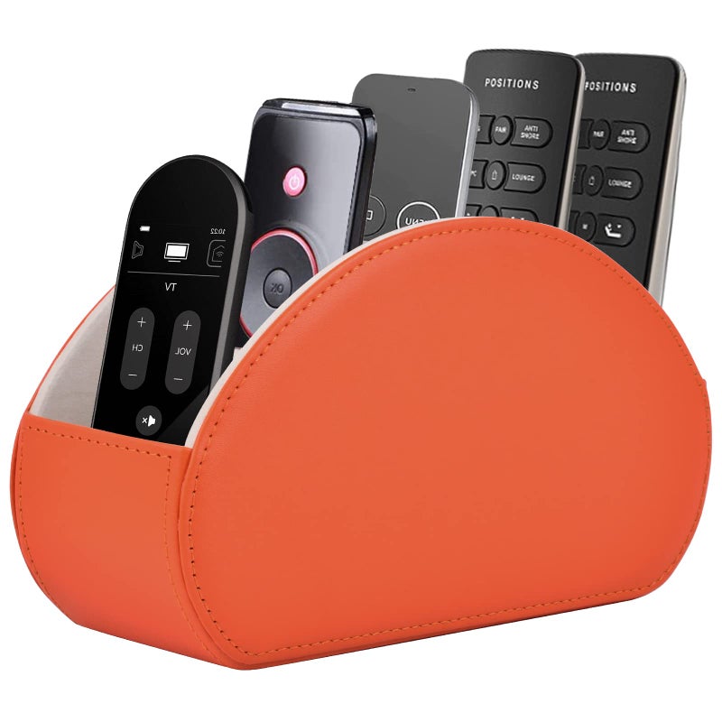 RHCSZ Remote Control HolderTV Remote CaddyBox with 5 CompartmentsBedside Table Organizer for ControllerGlassesmakeup brushesjewelry and Media PlayerPenPencil StorageOrange - Image 2