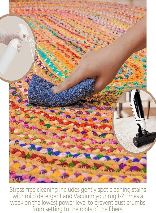 TRENDOZE Jute Carpet with Chindi Mix | Reversible, Durable & Washable Rug | Long-Lasting Yoga Mat for Bedroom, Living Room, Office, Kitchen & Hallway (Multicolour, 2x2 ft) - Image 3