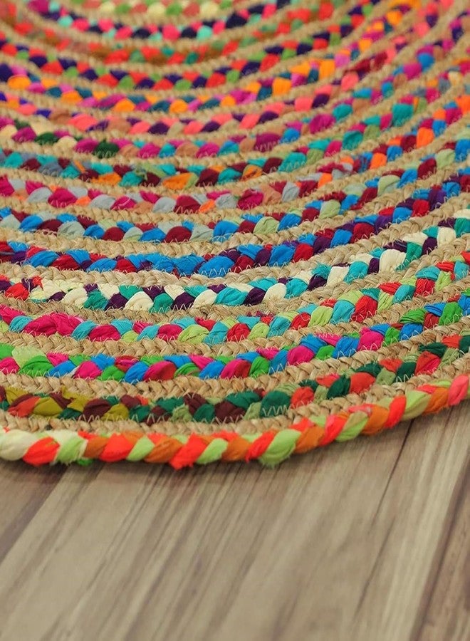 TRENDOZE Jute Carpet with Chindi Mix | Reversible, Durable & Washable Rug | Long-Lasting Yoga Mat for Bedroom, Living Room, Office, Kitchen & Hallway (Multicolour, 2x2 ft) - Image 4