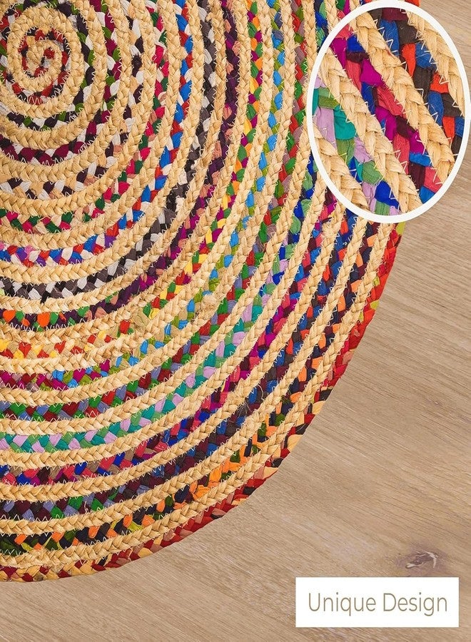 TRENDOZE Jute Carpet with Chindi Mix | Reversible, Durable & Washable Rug | Long-Lasting Yoga Mat for Bedroom, Living Room, Office, Kitchen & Hallway (Multicolour, 2x2 ft) - Image 2
