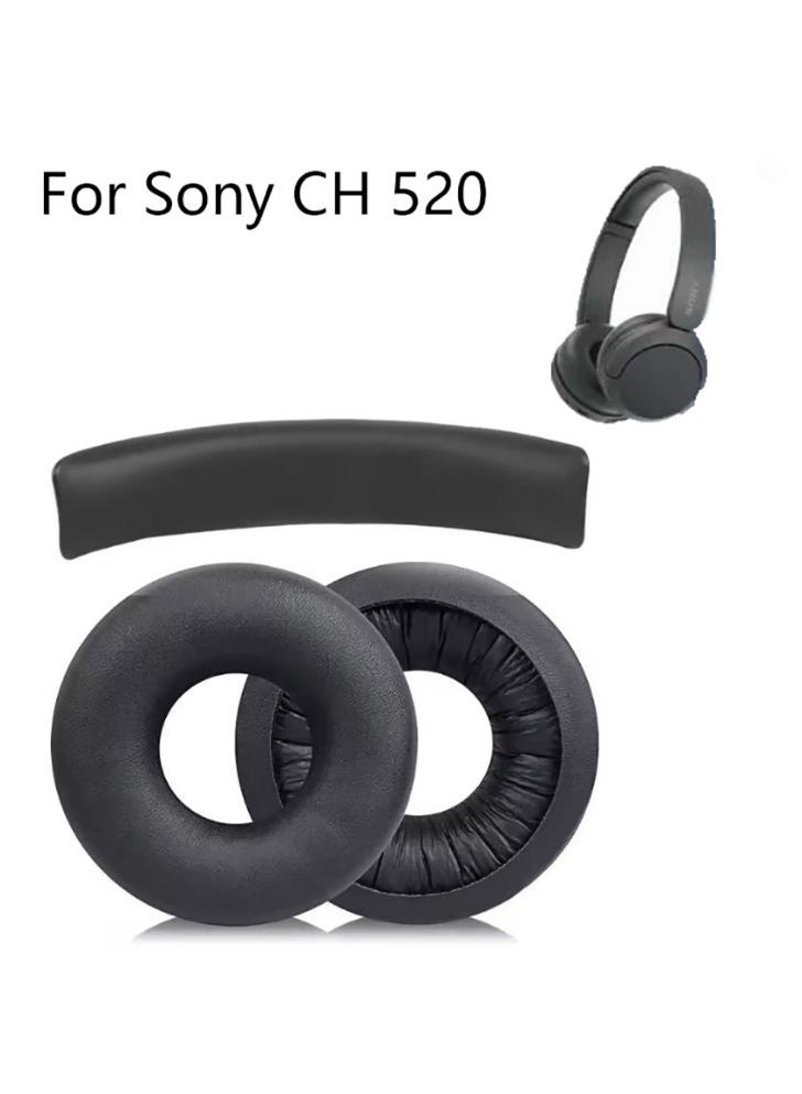 QIRG Earpads Ear Pads and Headband Cover For Sony WH-CH520 Headphone Replacement Headstrap Pad Repair Part -ear Headphones with Softer Leather (Black) - Image 1