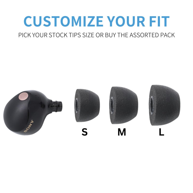 COMPLY رؤوس أذن فوم كومبلاي لسماعات سوني TrueWireless، مقاسات متنوعة S، M، L، 3 أزواج، أسود، راحة قصوى، تثبيت غير قابل للاهتزاز، رأس بديل لسماعة الأذن، صنع في الولايات المتحدة الأمريكية - Image 4