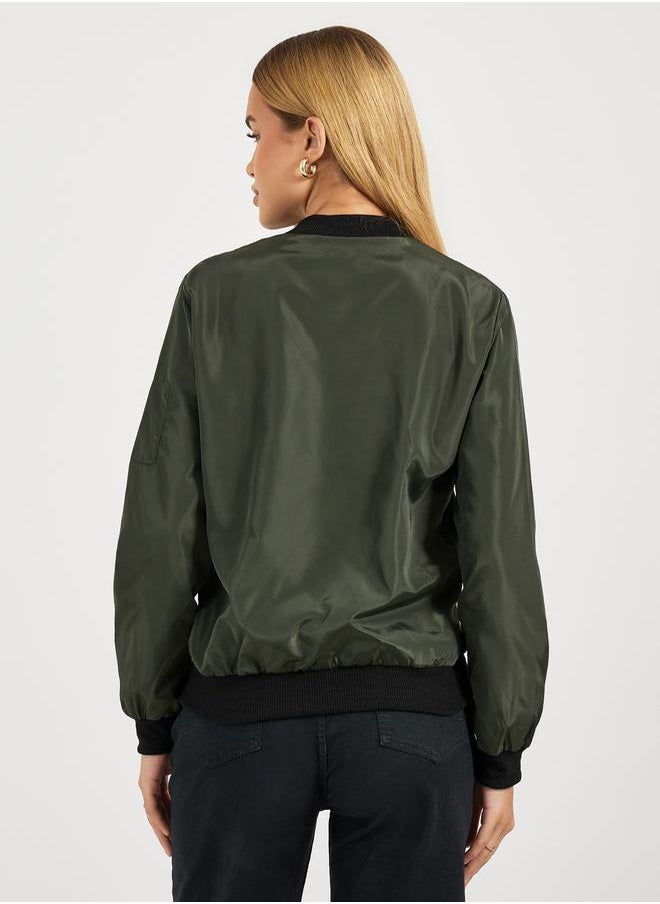 Styli - Regular Fit Regular Length Zip Up Bomber Jacket - Image 1