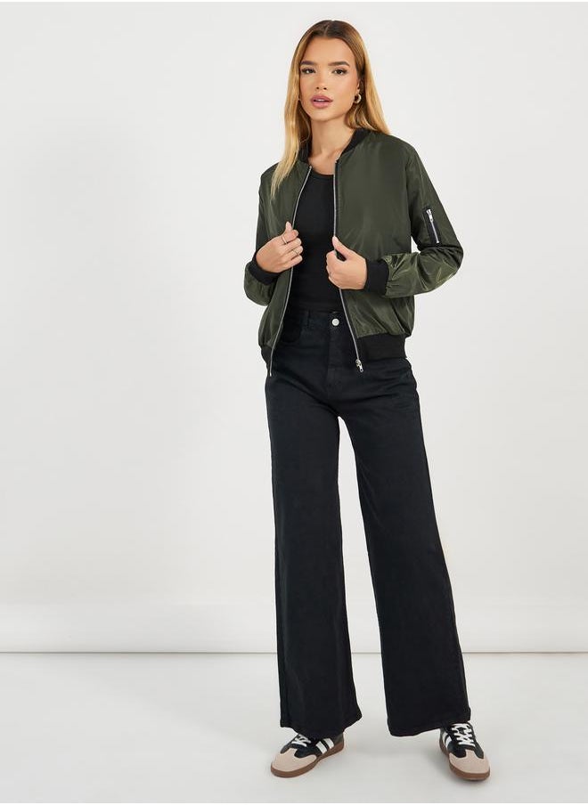 Styli - Regular Fit Regular Length Zip Up Bomber Jacket - Image 1