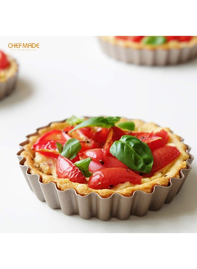 CHEFMADE WK9022-4 Non-Stick Round Tart Pan Set, 4" (4 Pieces) - Image 4